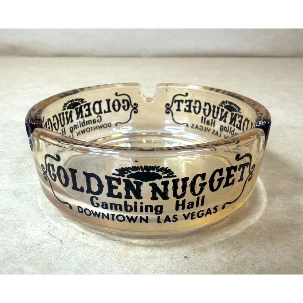 Golden Nugget Gambling Hall Vintage Glass Ashtray Las Vegas Casino Memorabilia